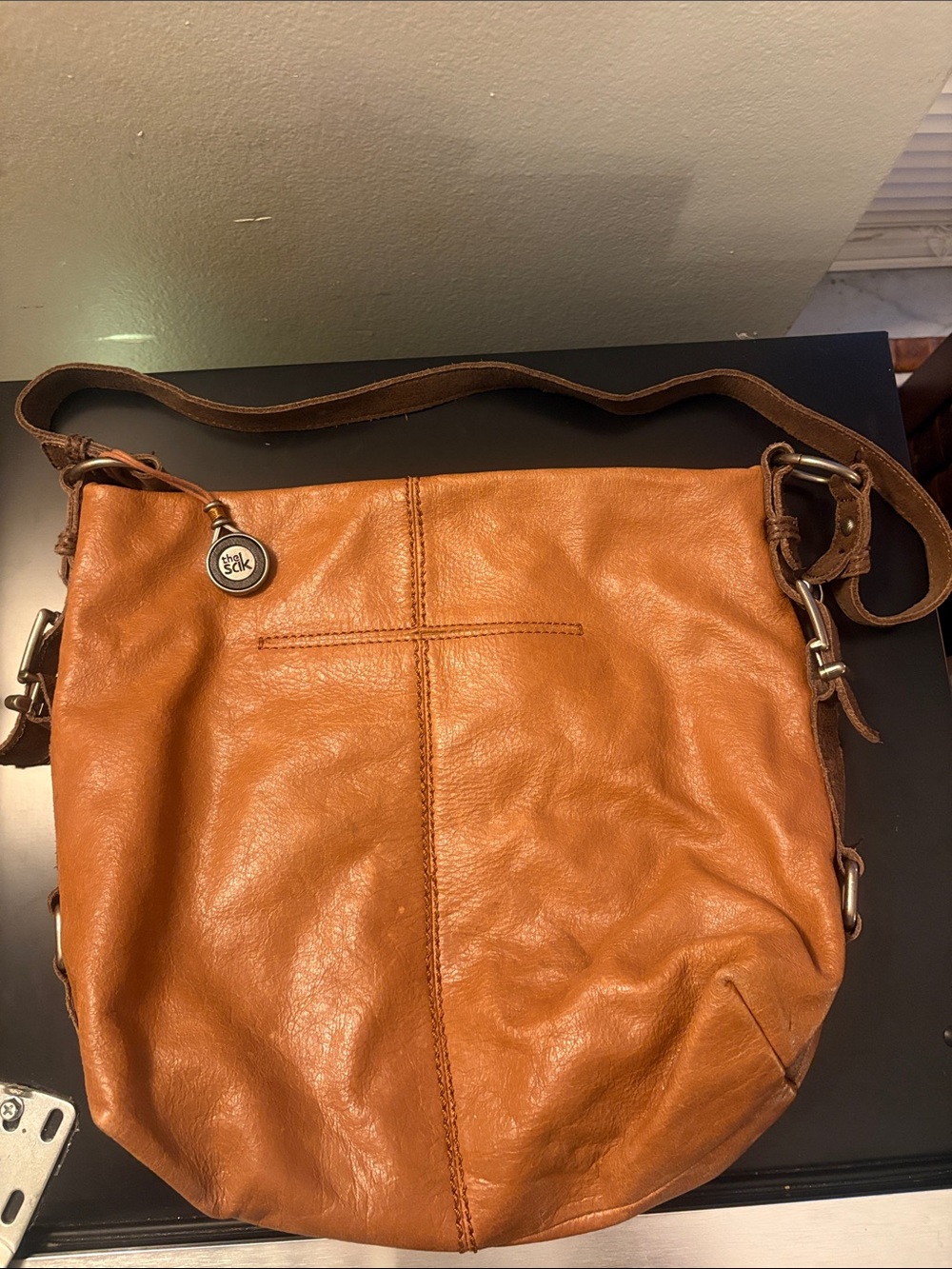 The Sak Cognac Leather Shoulder Bag